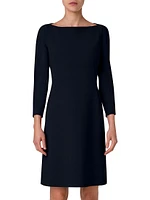 Double-Face Wool Boatneck A-Line Dress