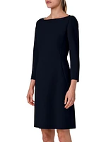 Double-Face Wool Boatneck A-Line Dress