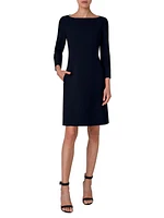 Double-Face Wool Boatneck A-Line Dress