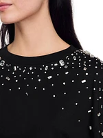 Rhinestone Tie-Front T-Shirt