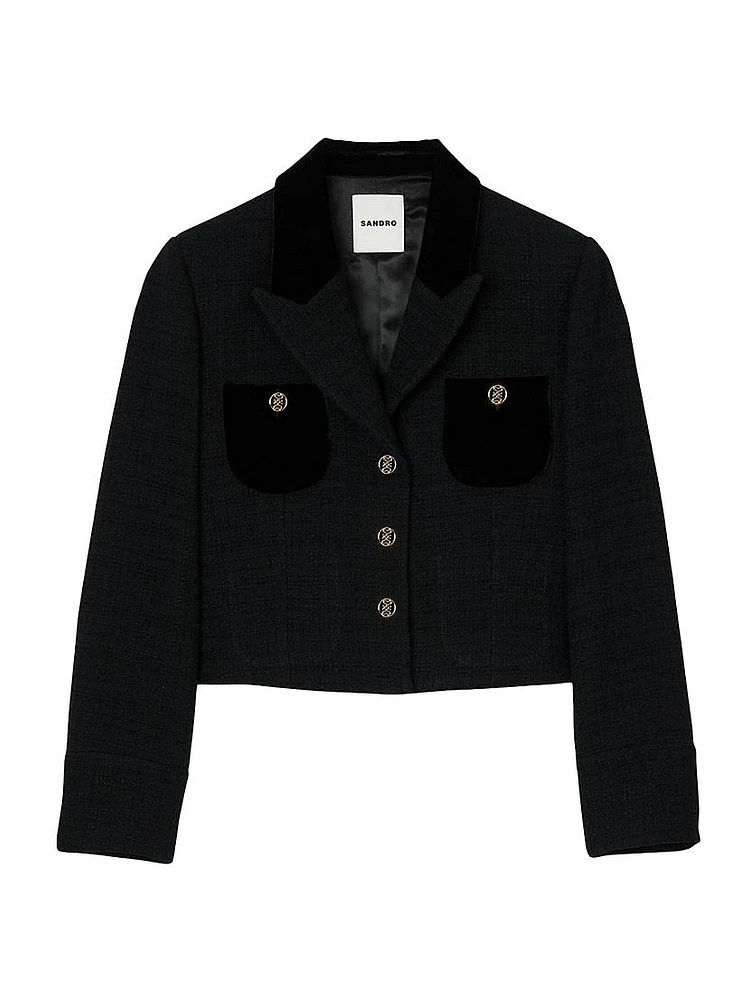 Velvet Tweed Cropped Jacket