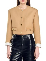 Cropped Wool-Blend Jacket