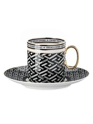 Rosenthal Meets Versace La Greca Signature Coupe-Shaped Coffee Cup & Saucer Set