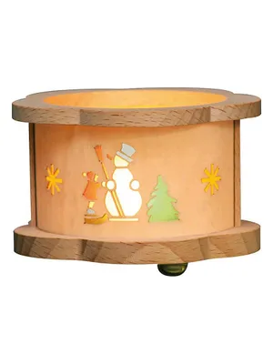 Richard Glaesser Candle Holder Wood Tealight Luminary Snowman