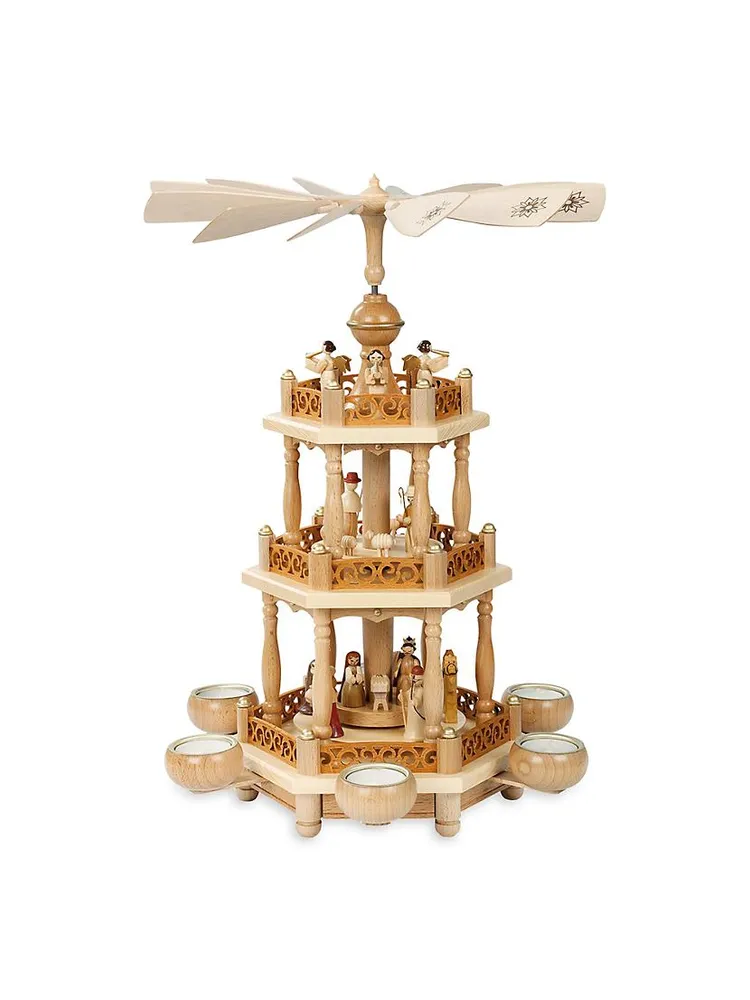 Richard Glaesser 3-Tier Nativity Wood Pyramid Statue