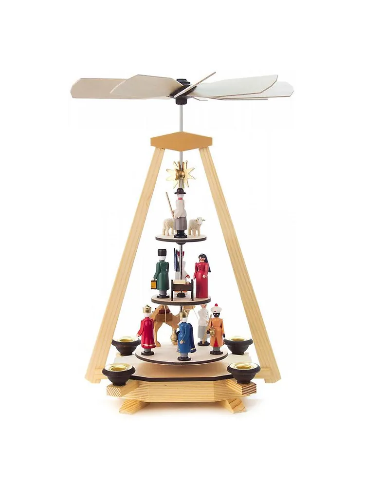 Dregeno Three-Tier Nativity Wood Pyramid