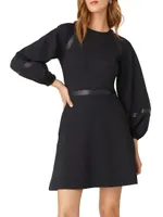 Elsy Vegan Leather-Trim Dress