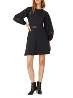 Elsy Vegan Leather-Trim Dress