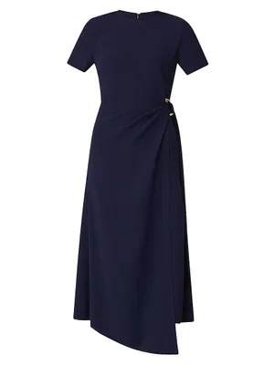 Gem Buckle Wrap Midi-Dress