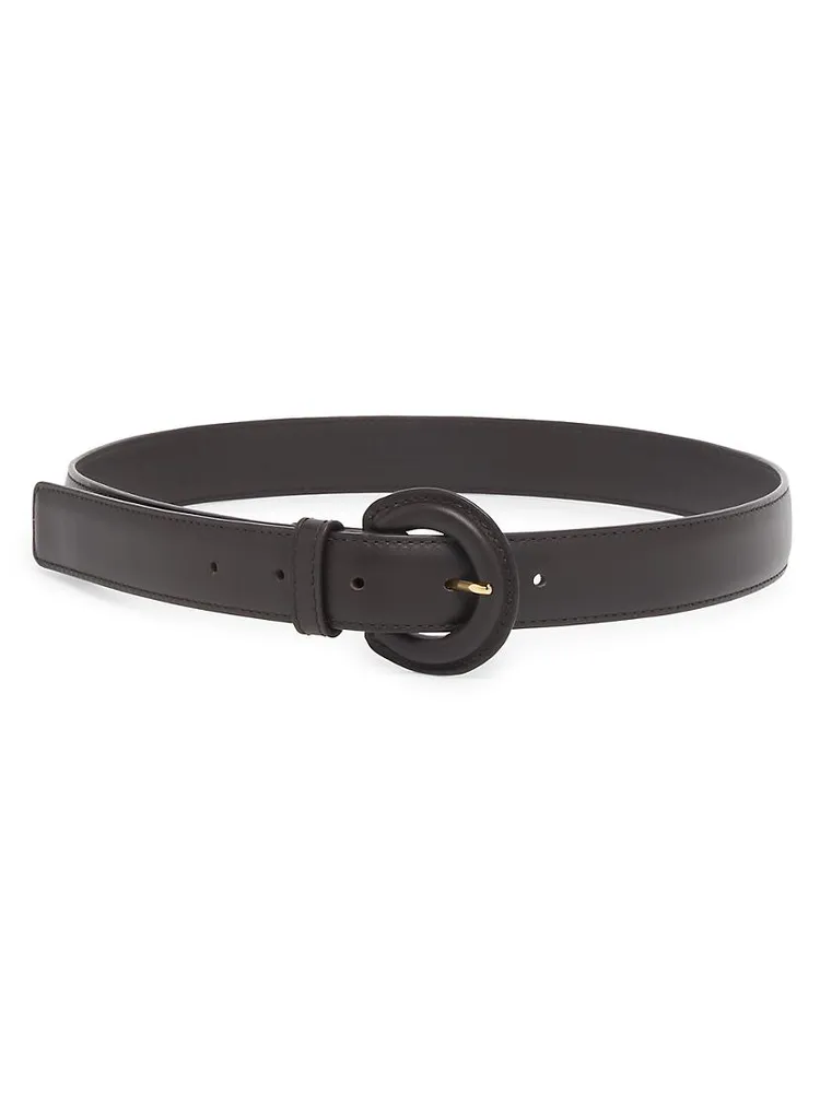 Covered Buckle Leather Belt