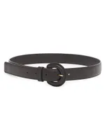 Covered Buckle Leather Belt