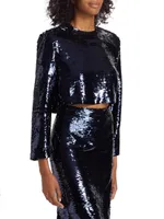 Roll Sequin Cropped Top