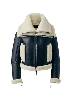 Penelopa Shearling-Trimmed Oversized Leather Jacket