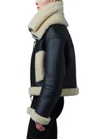 Penelopa Shearling-Trimmed Oversized Leather Jacket