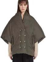 Snap-Front Shell Puffer Cape