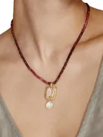 18K-Gold-Plated & Multi-Gemstone Pendant Necklace