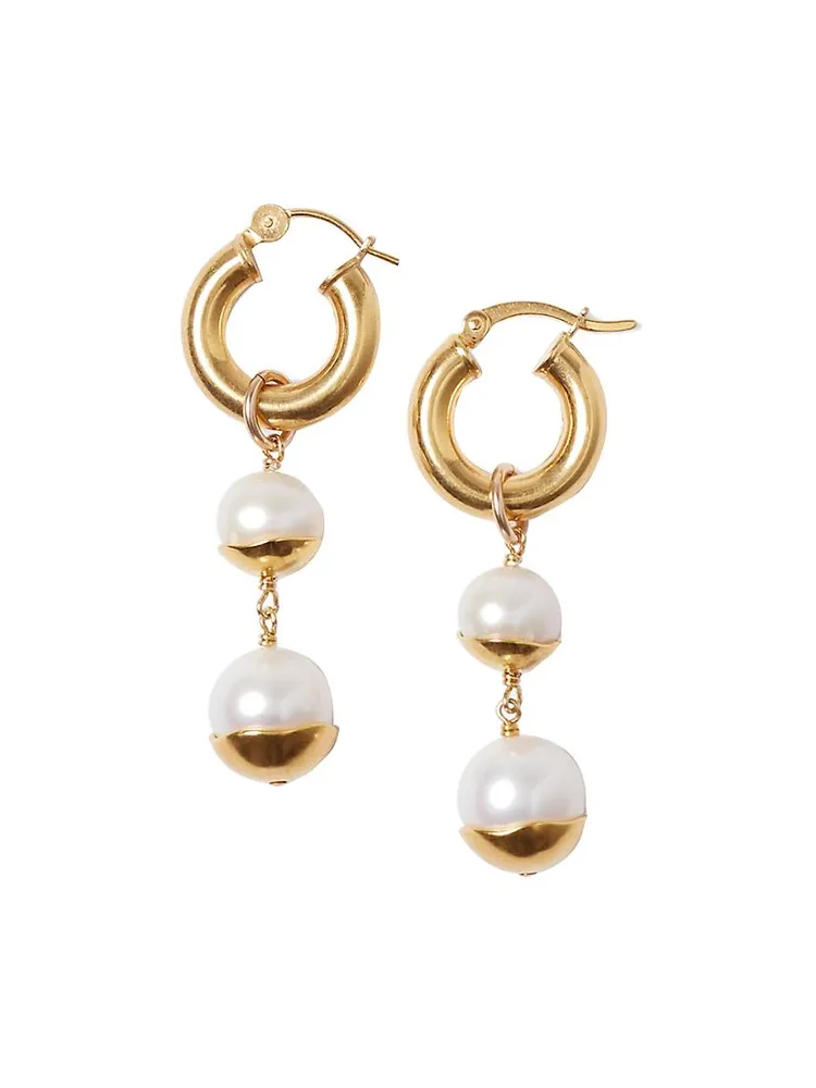 18K-Gold-Plated & Freshwater Pearl Drop Earrings