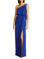 Joelle One-Shoulder Flounce Gown