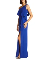 Joelle One-Shoulder Flounce Gown