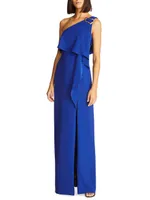 Joelle One-Shoulder Flounce Gown