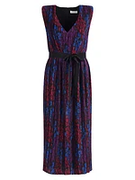 Kieran Floral Plissé Midi-Dress