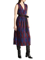 Kieran Floral Plissé Midi-Dress