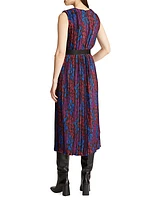 Kieran Floral Plissé Midi-Dress