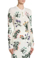 Floral Wool-Blend Henley Top