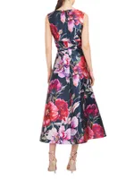 Neva Floral Mikado Tea Midi-Dress