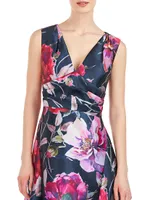 Neva Floral Mikado Tea Midi-Dress