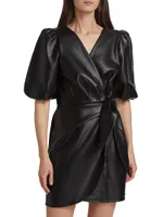 Roxy Faux-Leather Wrap Minidress