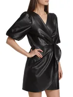 Roxy Faux-Leather Wrap Minidress