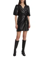 Roxy Faux-Leather Wrap Minidress