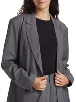 Vesper Double-Breasted Satin Blazer