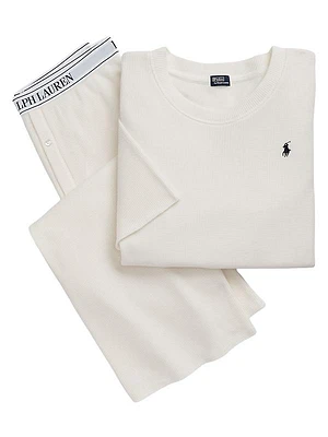 Waffle-Knit Two-Piece Pajama Set