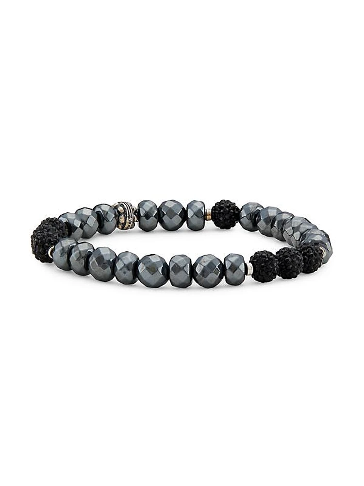 Park Avenue Hematite, Crystal, & Sterling Silver Stretch Bracelet