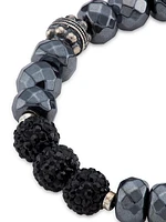 Park Avenue Hematite, Crystal, & Sterling Silver Stretch Bracelet