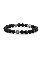 Park Avenue Black Onyx, Crystal, & Sterling Silver Stretch Bracelet