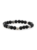 Park Avenue Black Onyx, Crystal, & Sterling Silver Stretch Bracelet