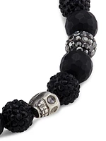 Park Avenue Black Onyx, Crystal, & Sterling Silver Stretch Bracelet