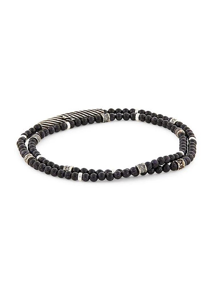 Park Avenue Onyx & Sterling Silver Double Wrap Bracelet