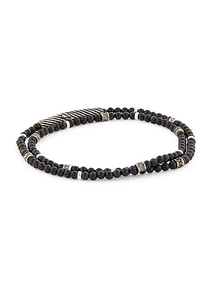 Park Avenue Onyx & Sterling Silver Double Wrap Bracelet