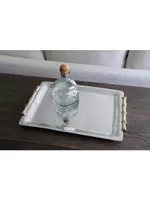 Garden Bamboo Rectangular Tray With Gold Handles