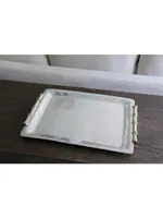 Garden Bamboo Rectangular Tray With Gold Handles