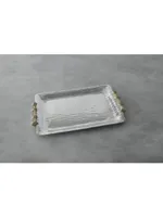 Garden Bamboo Rectangular Tray With Gold Handles