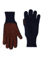 Cashmere Knit Gloves With Suede Palm