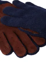 Cashmere Knit Gloves With Suede Palm