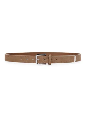 Sueded Calfskin Belt With Square Buckle