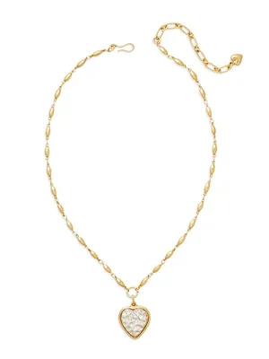 Disco 24K-Gold-Plated & Glass Heart Pendant Necklace