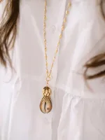 Helm 24K-Gold-Plated, Cowrie Shell & Crystal Pendant Necklace